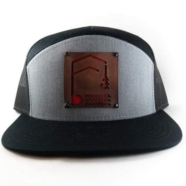 Geometric Foundry - Leather Patch - 7 Panel Trucker Hat - Foundry Fishing