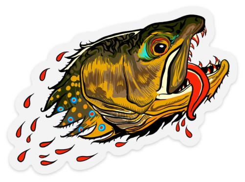 Badgers Water Wolf - Brook Trout - Clear Sticker - Foundry Fishing