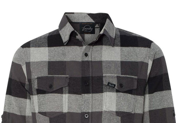 Against The Flow - Black Plaid -  Button Up Flannel - Foundry Fishing