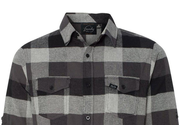 Against The Flow - Black Plaid -  Button Up Flannel - Foundry Fishing 
