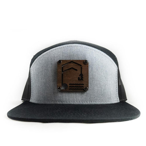 Geometric Foundry - Wooden Patch - 7 Panel Trucker Hat