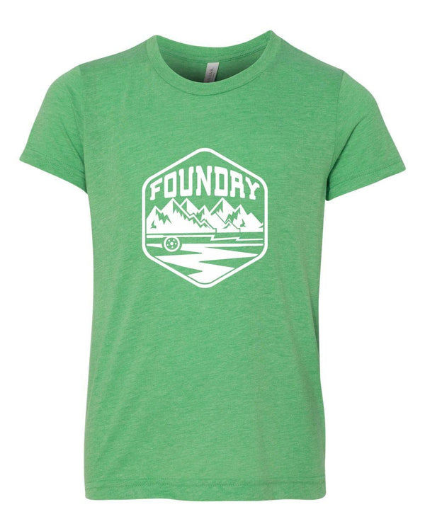 The Mountain Kids Shirt - Green  - White Ink * - Foundry Fishing 